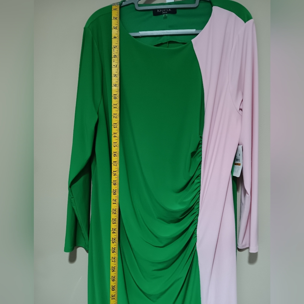 Kasper Women's (Size 3X)  Green/Pink Colorblock Knee-Length Sheath Dress (NWT) - Picture 13 of 14